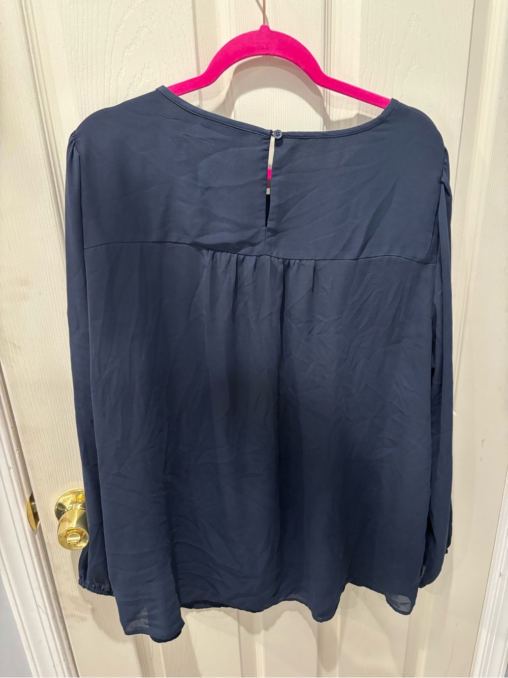 Lane Bryant Navy Long-Sleeve Peasant Blouse - Picture 2 of 4